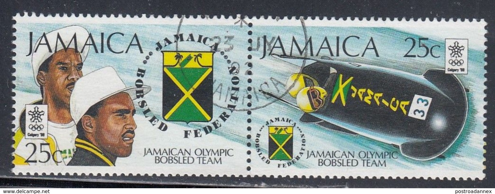 Jamaica, Scott #699a, Used, Olympic Bobsled Team, Issued 1988 - Jamaica (1962-...)