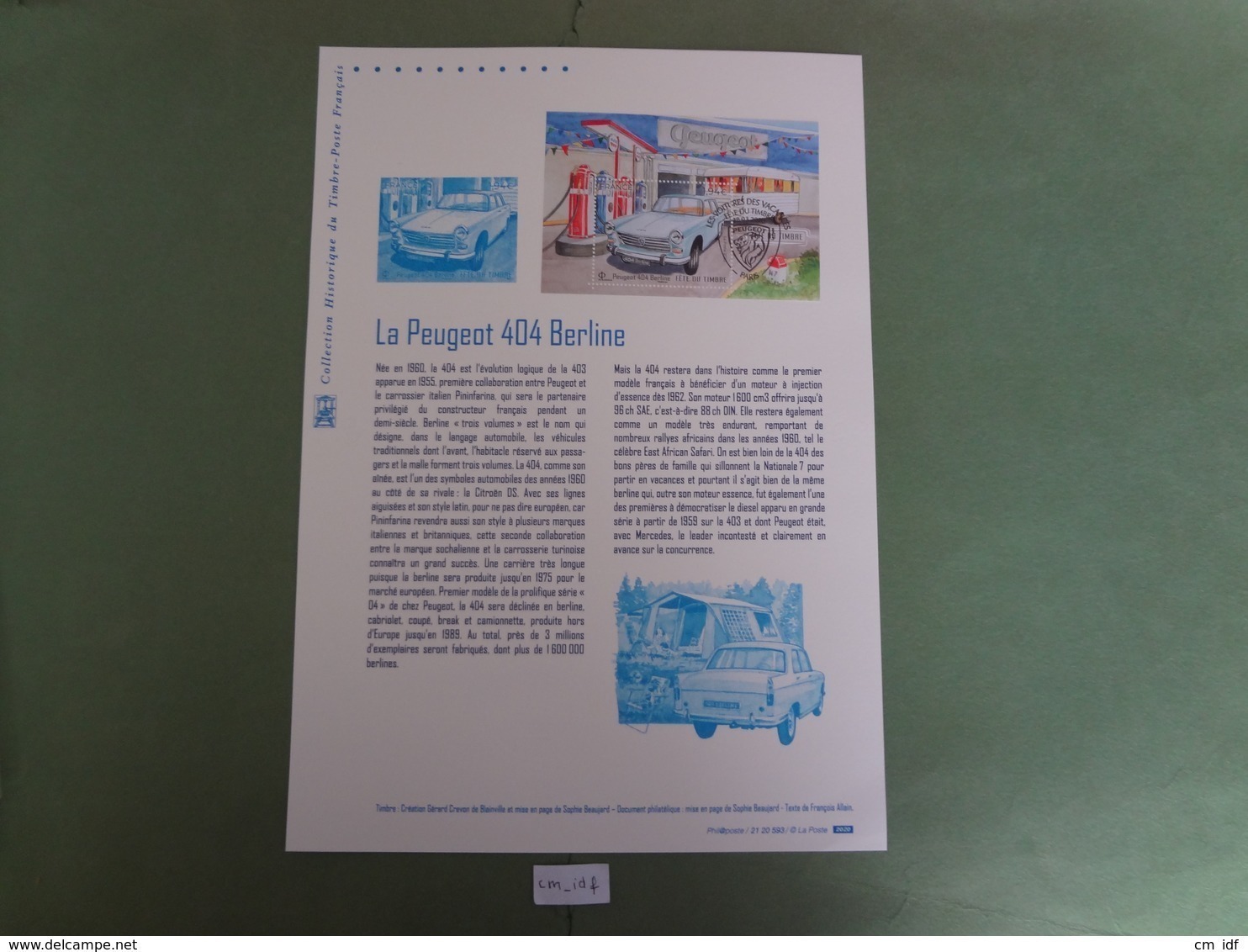 2020 1,94 EURO PEUGEOT 404 BERLINE FÊTE DU TIMBRE OBLITÉRATION 1ER JOUR 28.03.2020 - Documents Of Postal Services