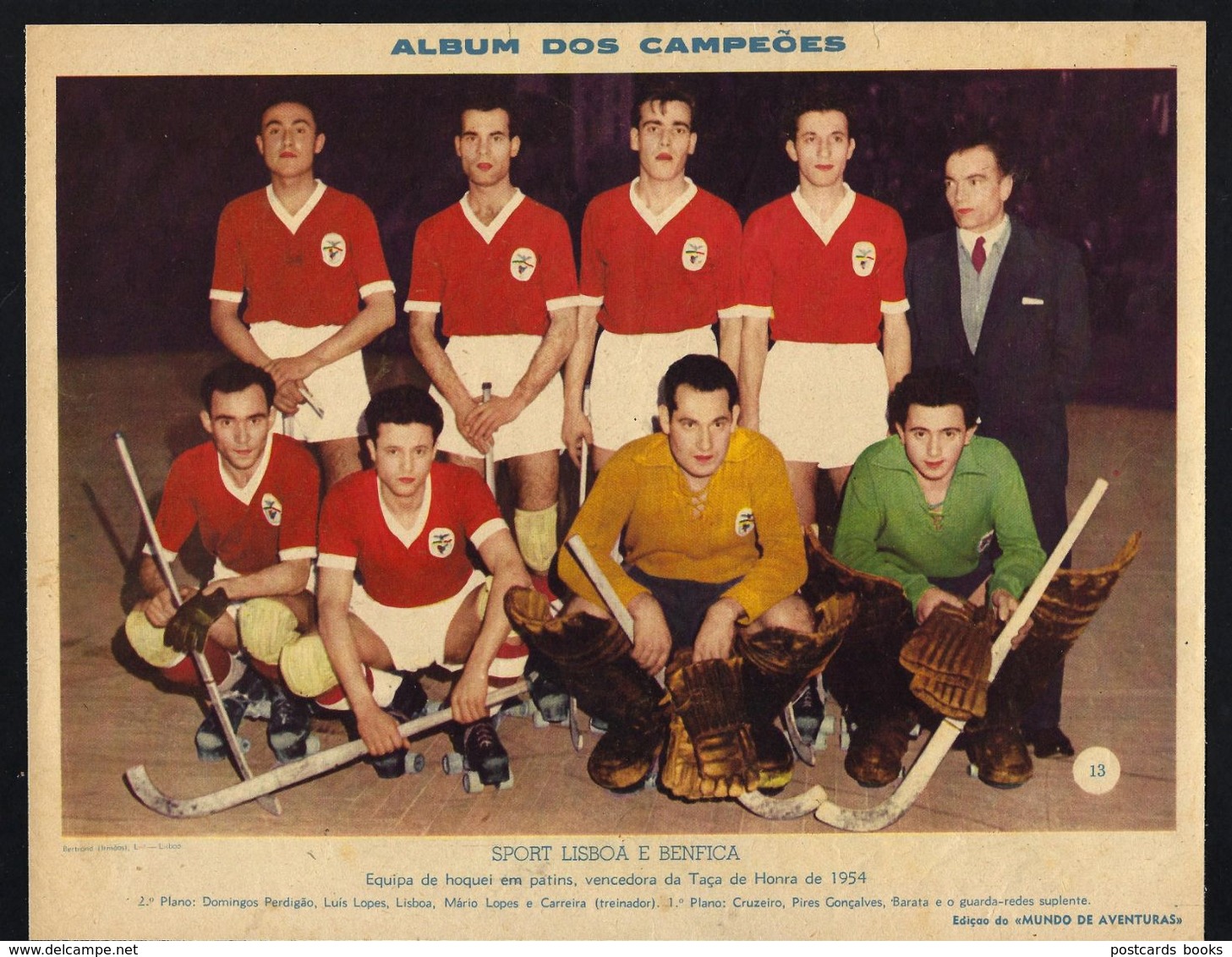SPORT LISBOA E BENFICA Equipa Hoquei Em Patins Vencedora Taça Honra De 1954. Foto Gravura / Poster Hockey Skate PORTUGAL - Other & Unclassified