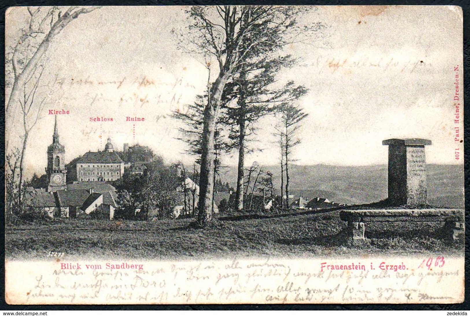 D8184 - Frauenstein Kirche Schloß Ruine Denkmal - Paul Heine - Frauenstein (Erzgeb.)