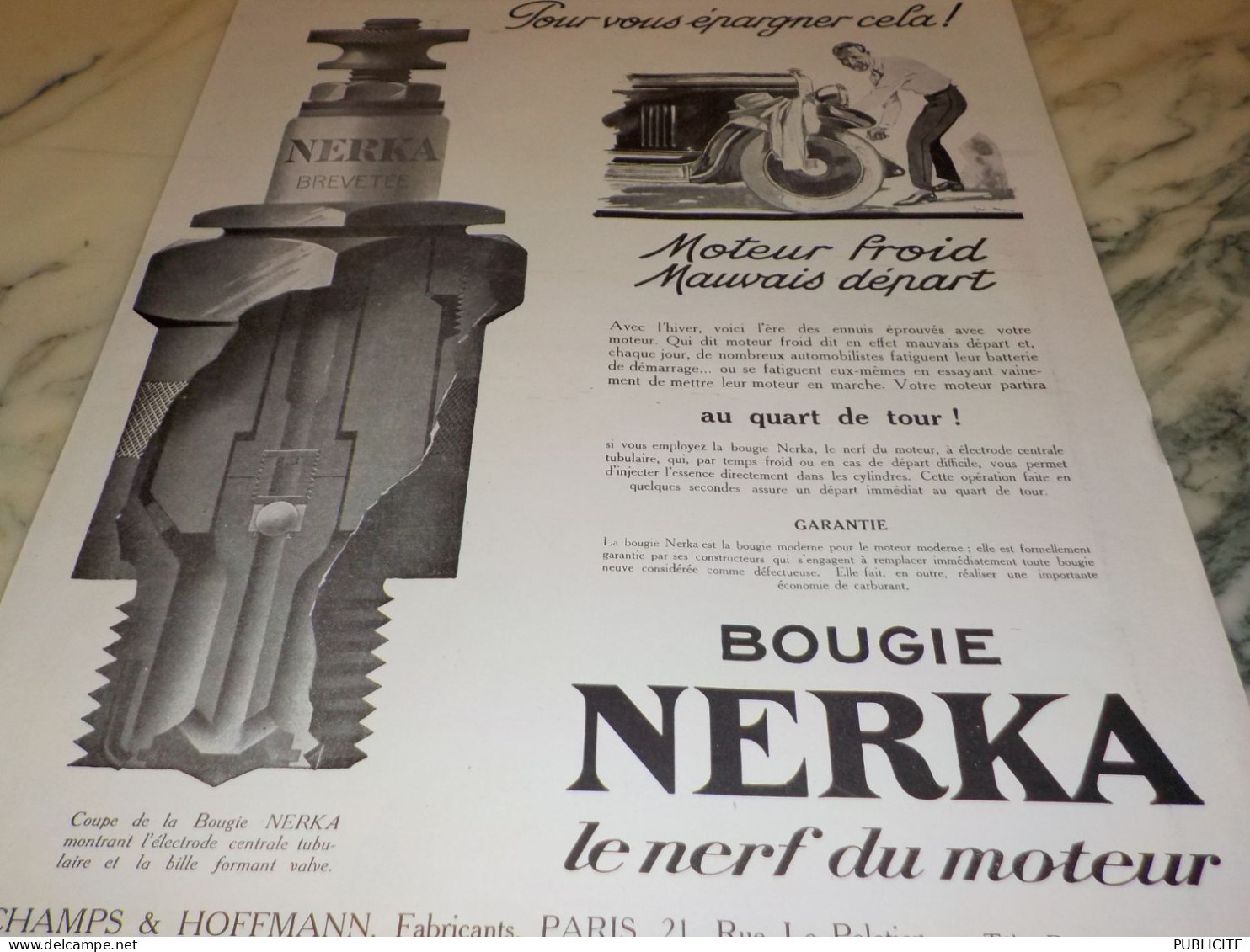 ANCIENNE   PUBLICITE POUR VOUS EPARGNER CELA   BOUGIE NERKA 1925 - Sonstige & Ohne Zuordnung