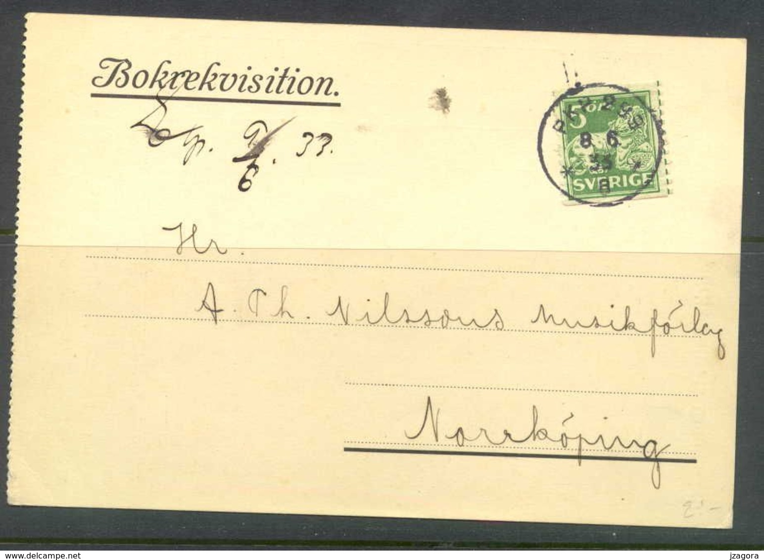 SWEDEN SUEDE SCHWEDEN 1933 - Mi 175 POSTMARK Cancellation  PKP 299 - 1920-1936 Rouleaux I