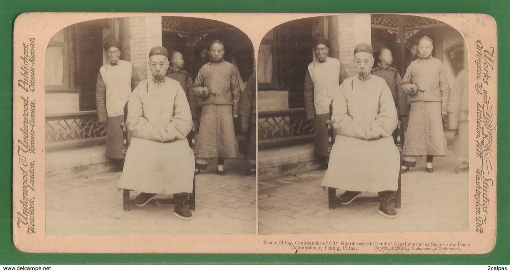 CHINE CHINA PRINCE CHING COMMANDER OF CITY GUARD PEKIN PHOTOS STEREO SUR CARTON 1900 UNDERWOOD - China