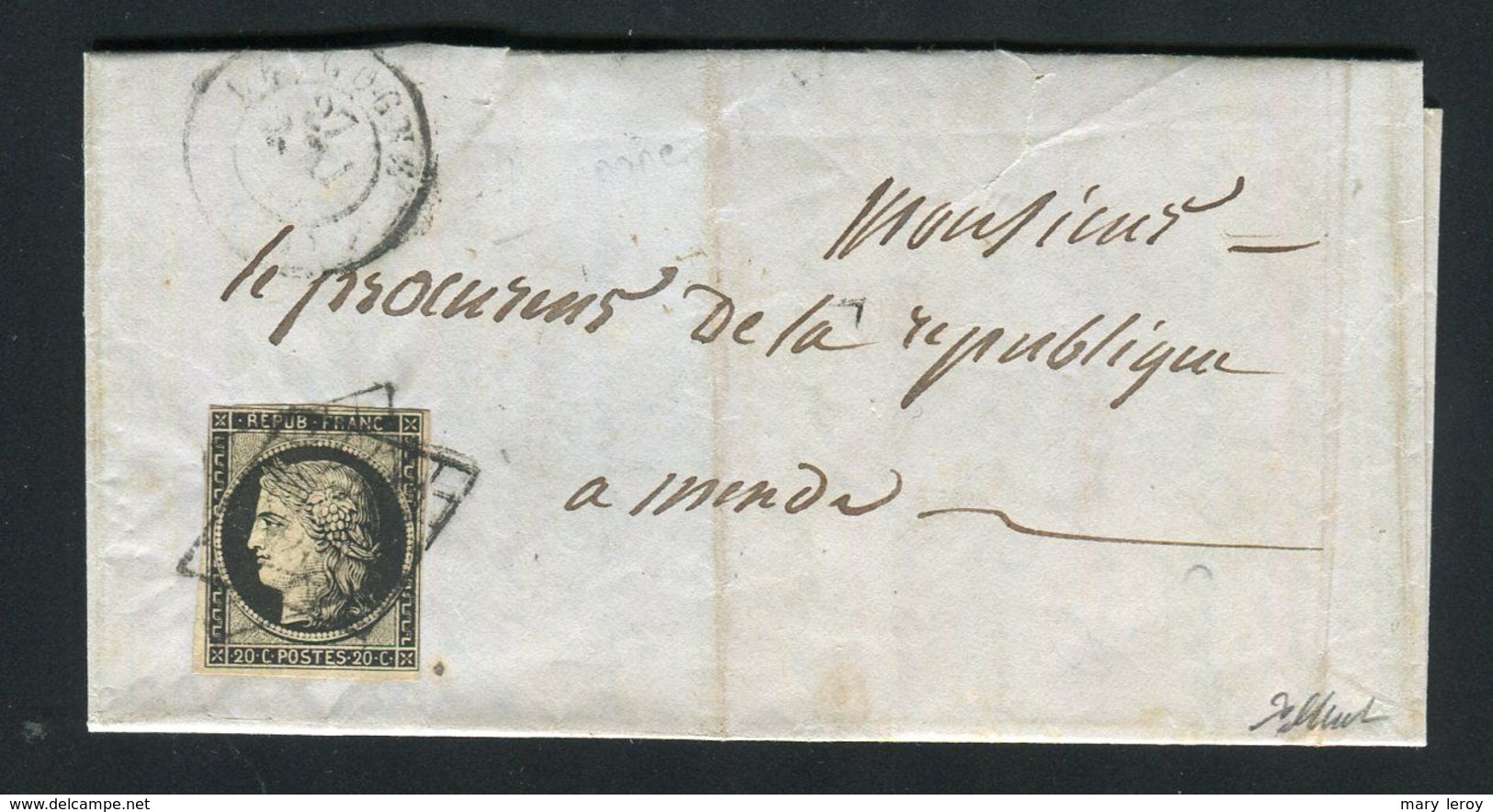 Rare Lettre De Langogne  Pour Mende ( 1849 ) Avec Un N° 3 - 1849-1876: Periodo Classico