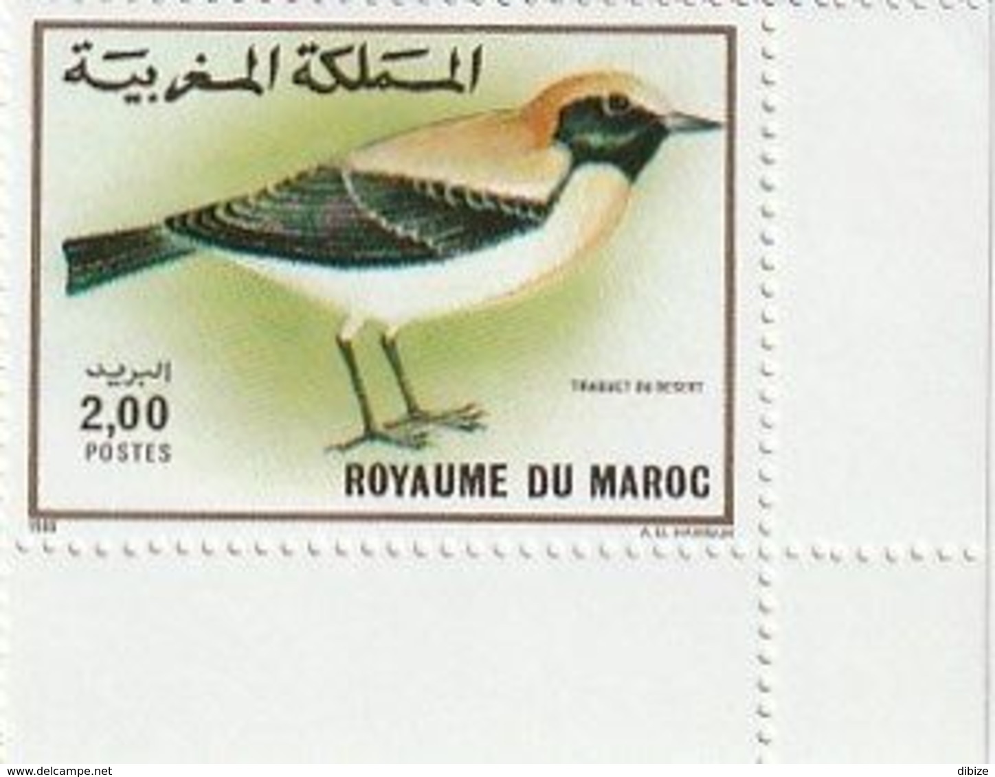 Maroc. 2 Coins D'1 Timbre Chacun Yvert Et Tellier N° 1073-1074 De 1989. Oiseaux. Traquet Du Désert. Alouette Hausse-col - Uccelli Canterini Ed Arboricoli