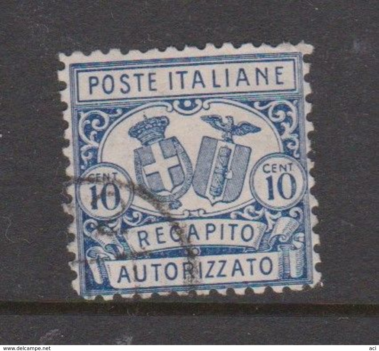 Italy RA 1 1928 Recapito Autorizzato 10c Blue  Perf 11 X 11.25,Used, - Poste Pneumatique