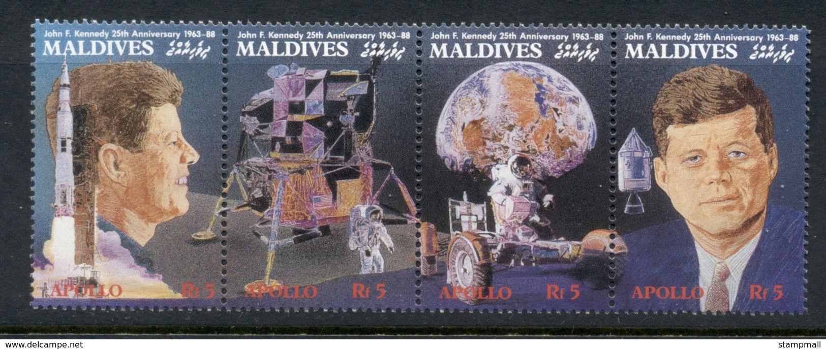 Maldive Is 1989 Space Achievements JFK Kennedy MUH - Maldives (1965-...)