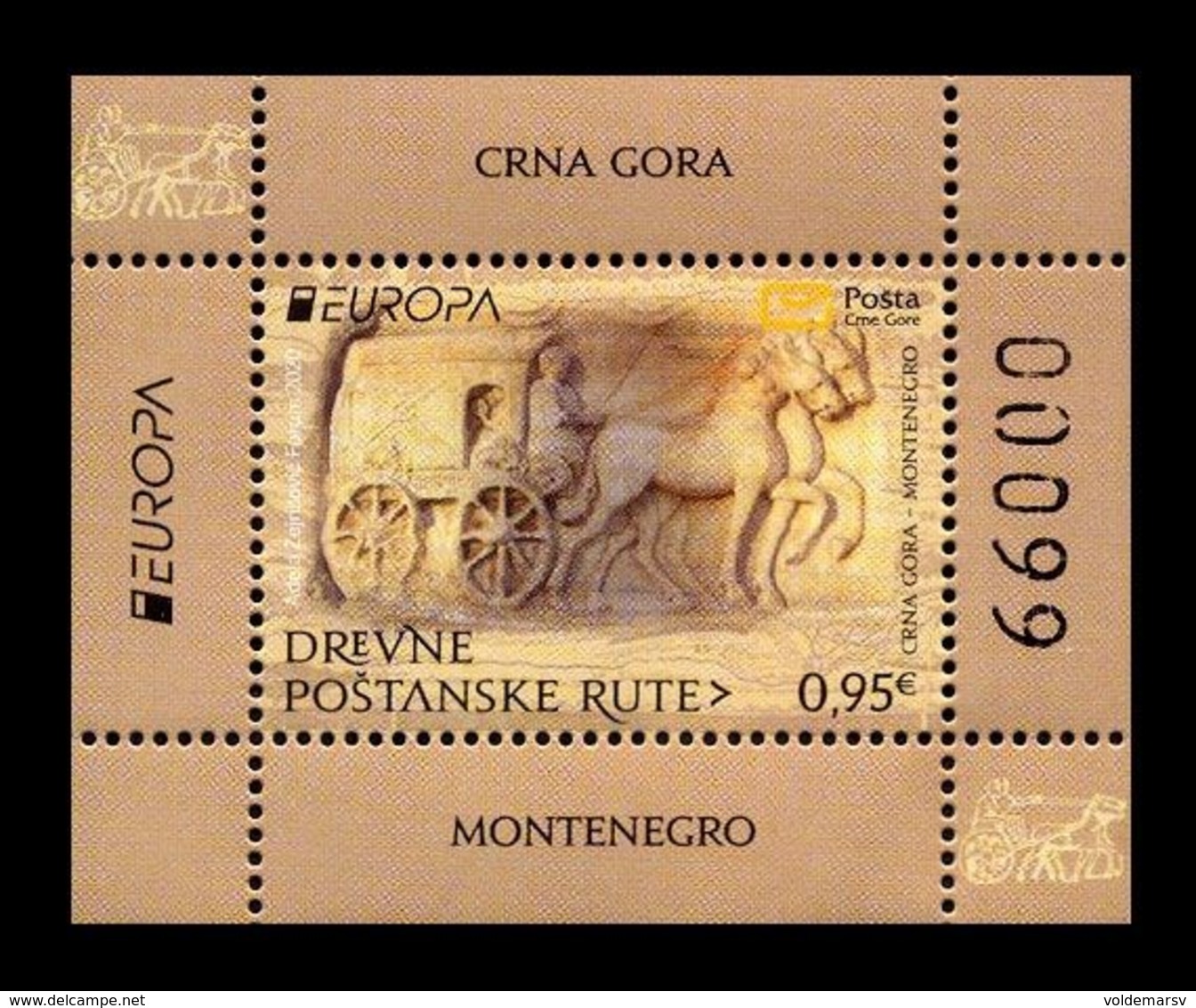 Montenegro 2020 Mih. 448 (Bl.26) Europa. Ancient Postal Routes MNH ** - Montenegro
