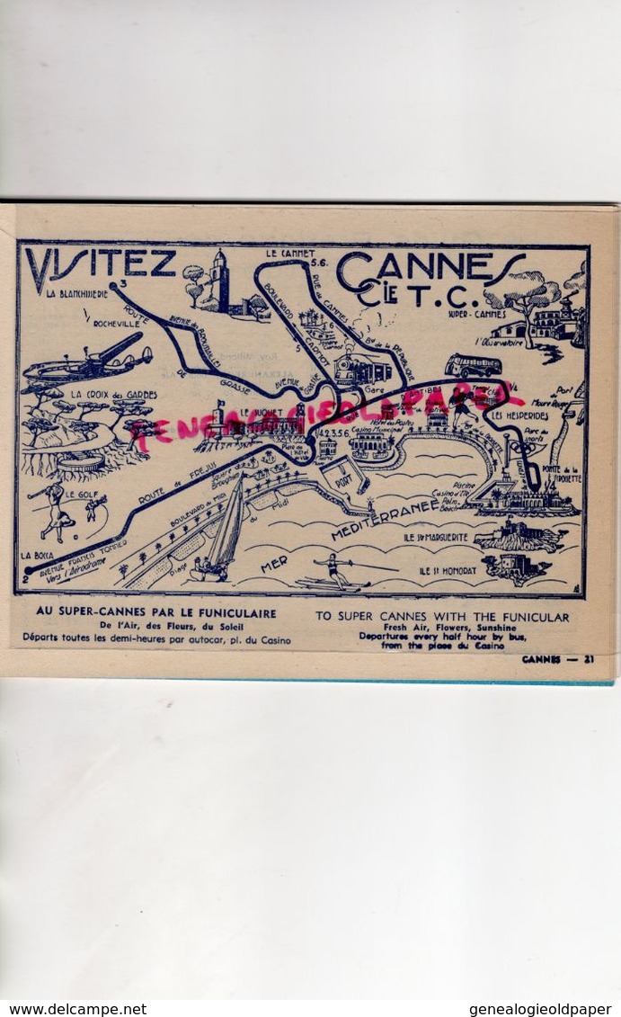 06- DE CANNES A MENTON- 7 JOURS COTE AZUR-RARE DEPLIANT 1950-RIVIERA-SABENA-SWISSAIR-AIR FRANCE-OPERA-CASINO-MONACO