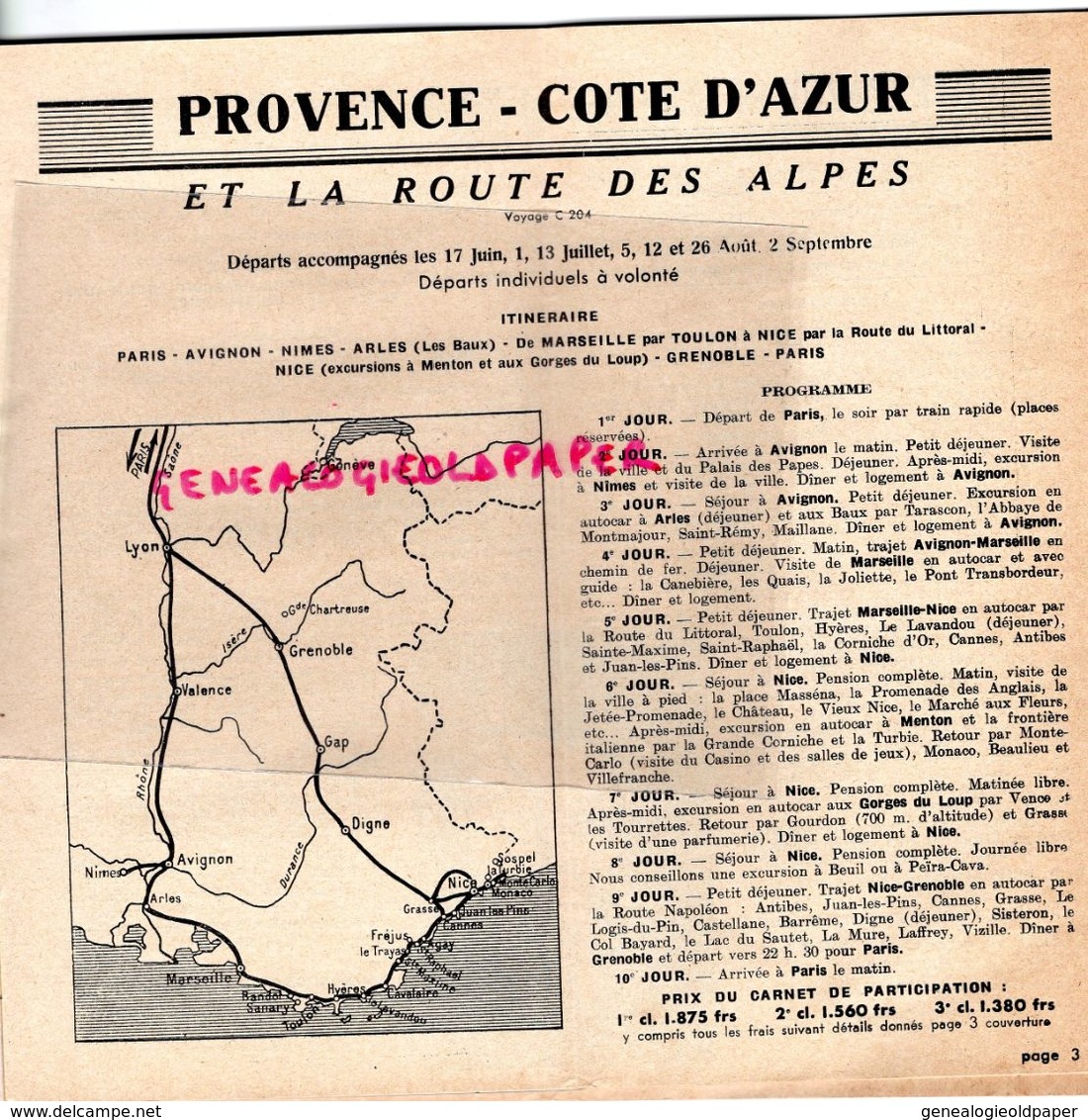 06- LA COTE AZUR- RARE DEPLIANT PARTIR 1939-PARIS-ALPES- ALGERIE-ALSACE-TUNISIE-CORSE-MAROC-PYRENEES-SAVOIE-VOSGES - Tourism Brochures