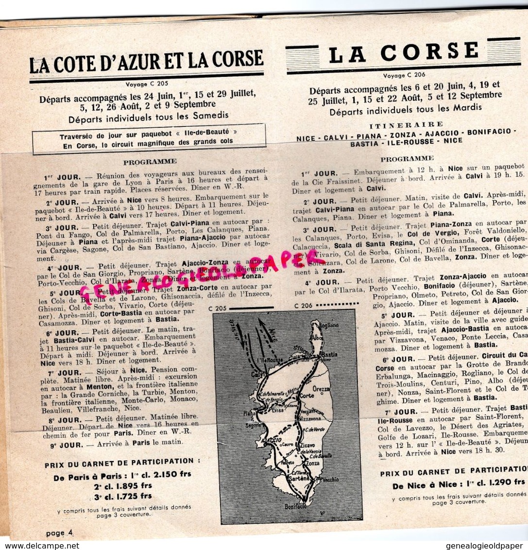 06- LA COTE AZUR- RARE DEPLIANT PARTIR 1939-PARIS-ALPES- ALGERIE-ALSACE-TUNISIE-CORSE-MAROC-PYRENEES-SAVOIE-VOSGES