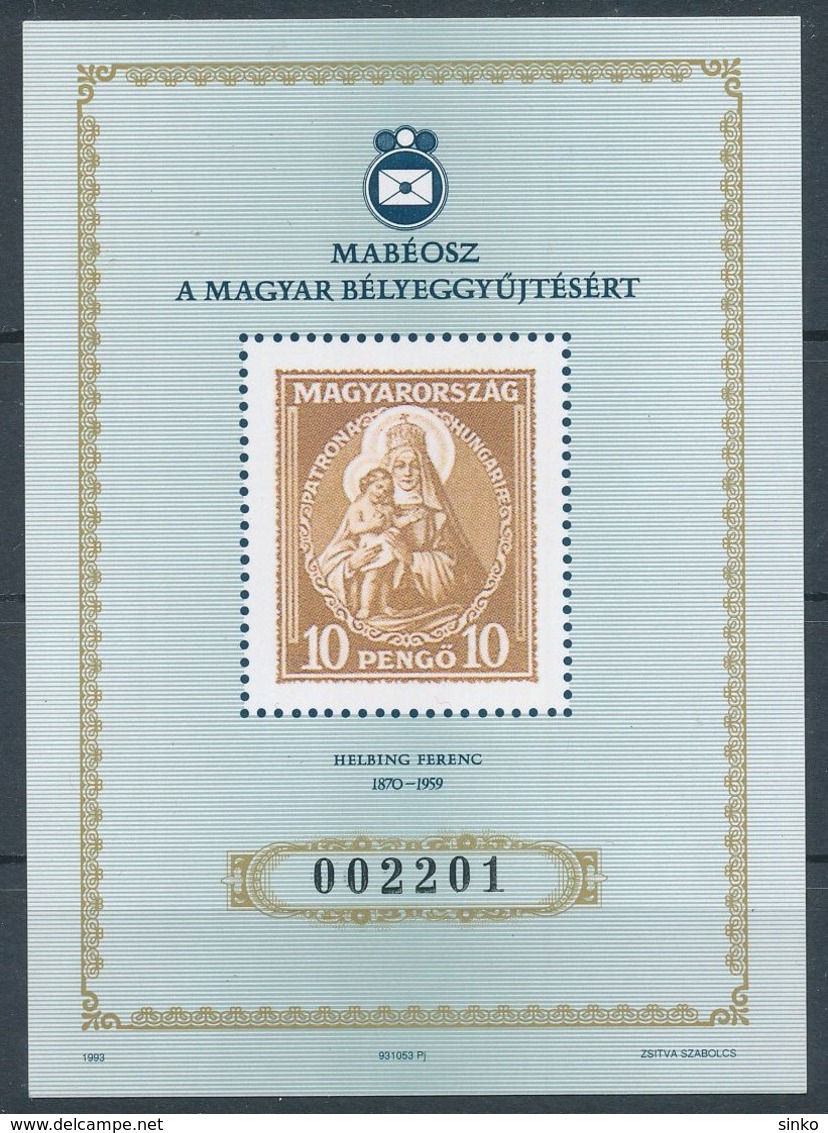 1993. MABEOSZ For The Hungarian Philately - Commemorative Sheet - Foglietto Ricordo