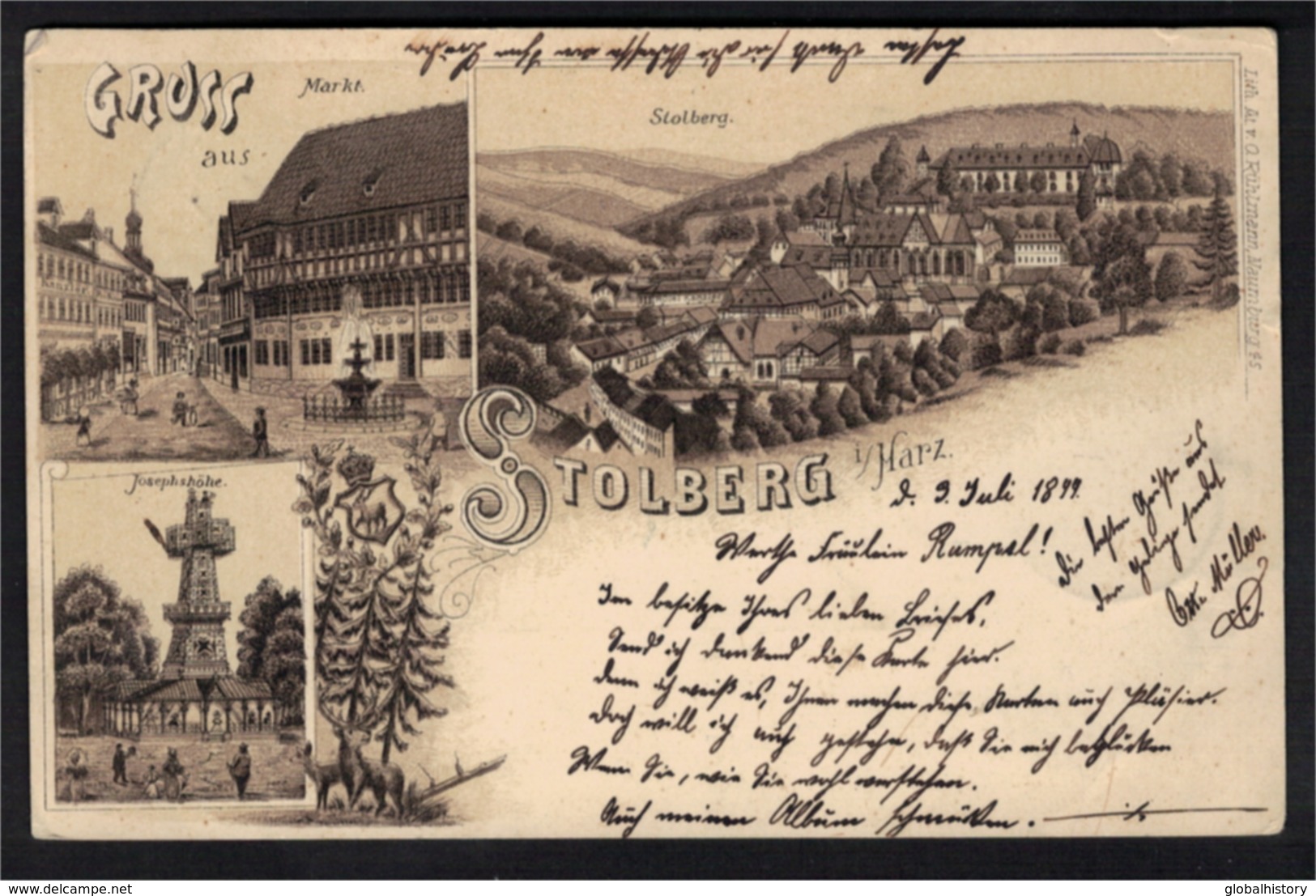 DG1000 - STOLBERG - MULTI PIC POSTCARD - Litho 1899 - Stolberg (Harz)