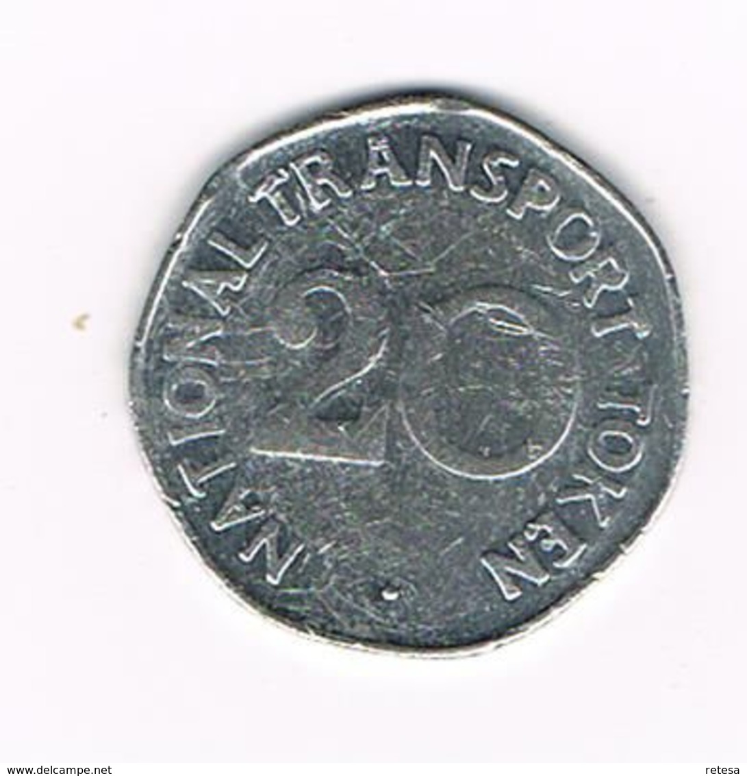 //  20 PENCE NATIONAL TRANSPORT TOKEN - CVD BUS 1949 - Monetary/Of Necessity