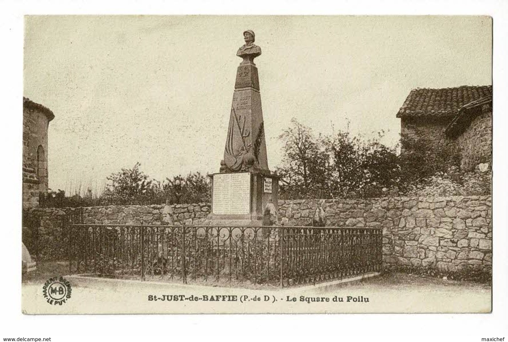 St Saint Just De Baffie - Le Square Du Poilu - Circulé 1941, Sous Enveloppe - Sonstige & Ohne Zuordnung