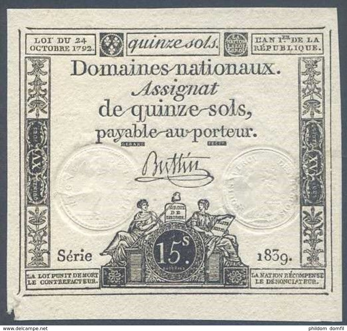 Ref. 5304-5809 - BIN FRANCE . 1792. FRANCE 15 SOLS 1792 - ...-1889 Franchi Antichi Circolanti Durante Il XIX Sec.