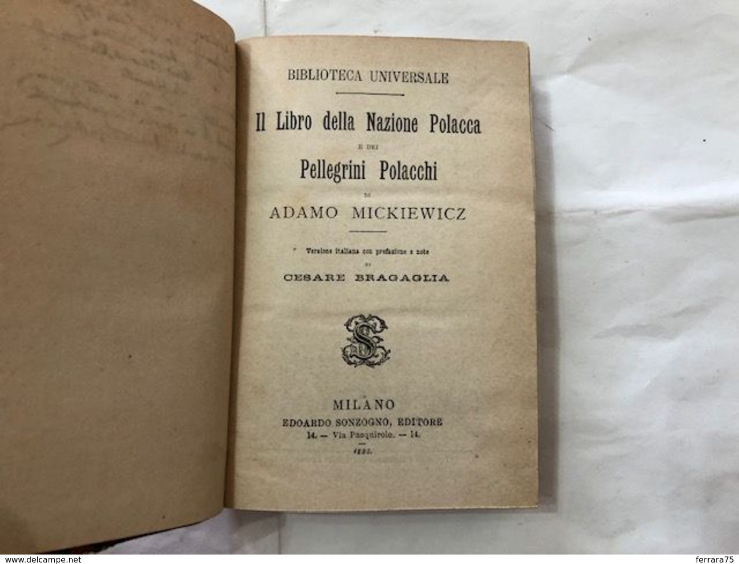 BIBLIOTECA UNIVERSALE POLACCHI E RUSSI MICKIEWICZ TURGHENIEFF LERMONTOFF 1886 - Libri Antichi