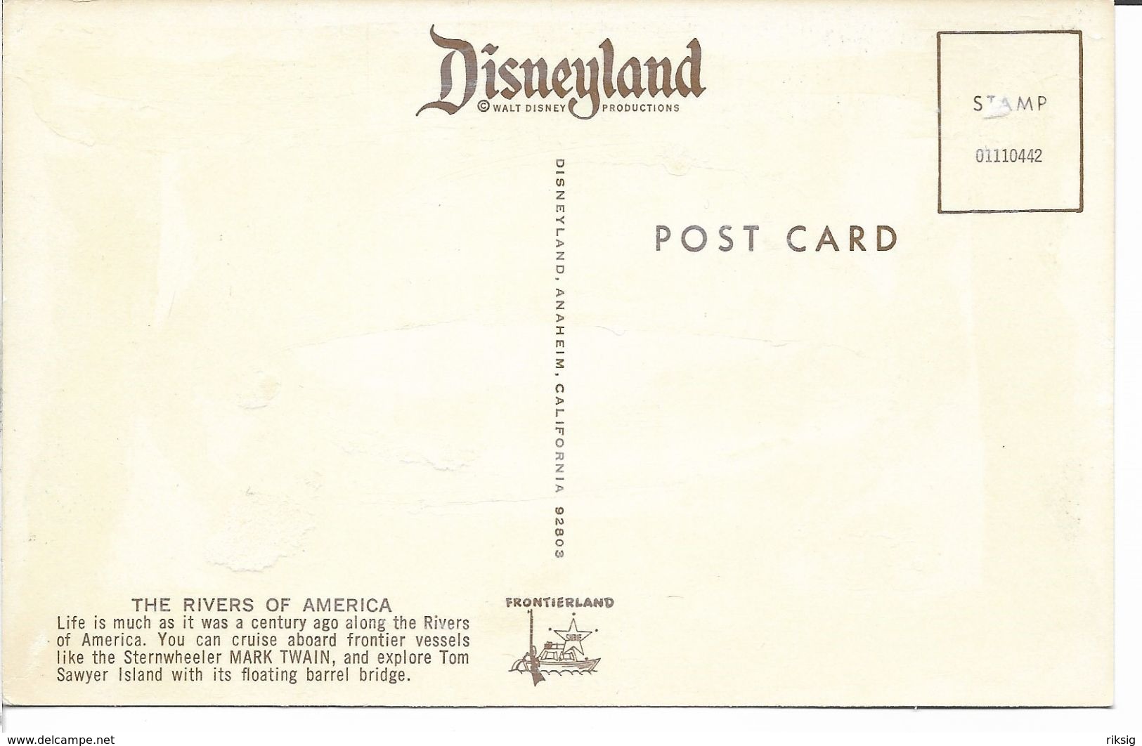 Disneyland - The Rivers Of America - California. S-4371 - Autres & Non Classés