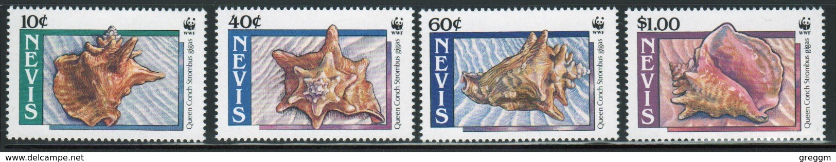 Nevis 1990set Of Stamps Celebrating The Pink And Queen Conch Shells. - St.Kitts And Nevis ( 1983-...)