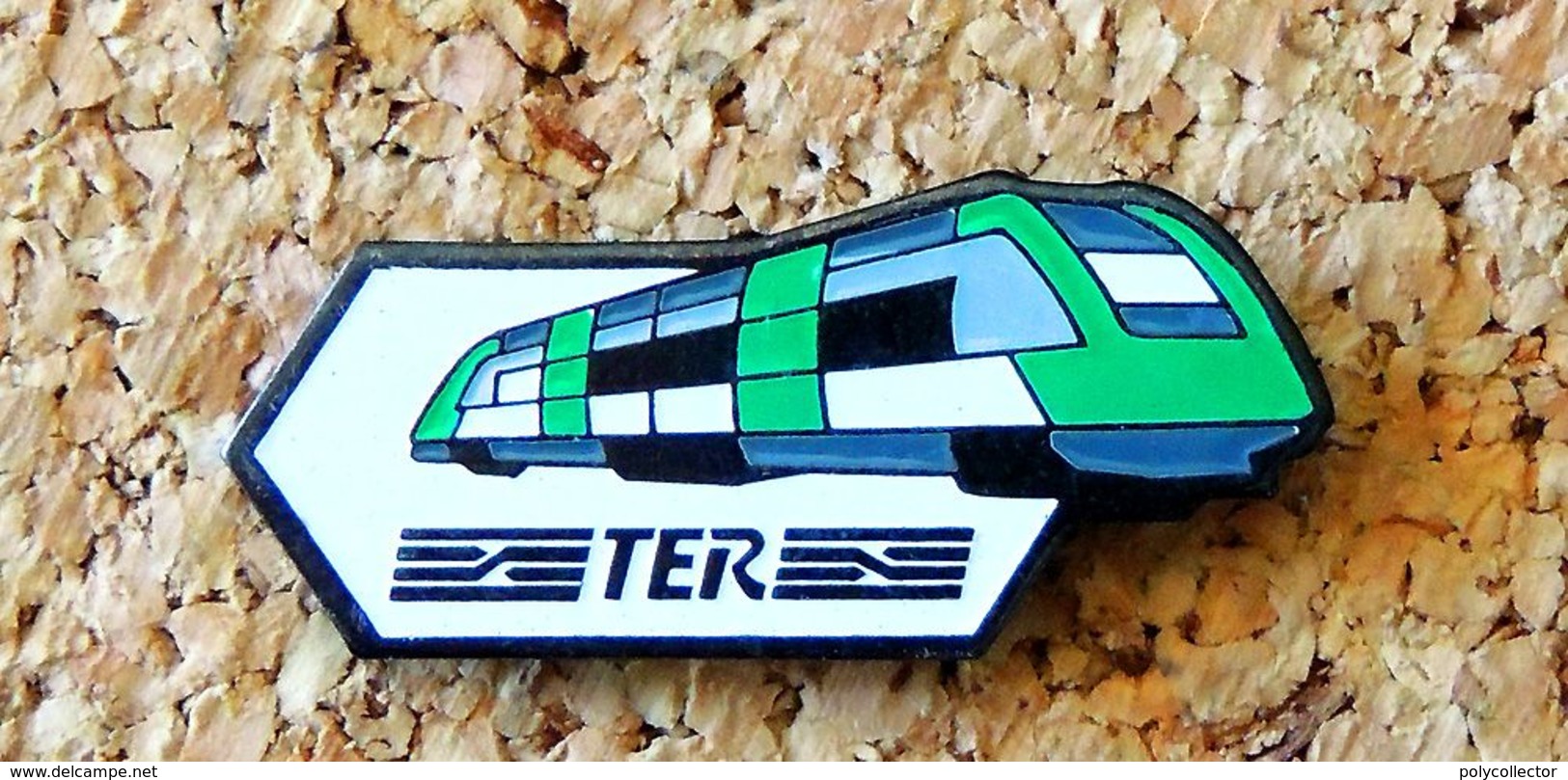 Pin's SNCF TRAIN TER Vert - Peint Cloisonné - Fabricant COINDEROUX * - TGV