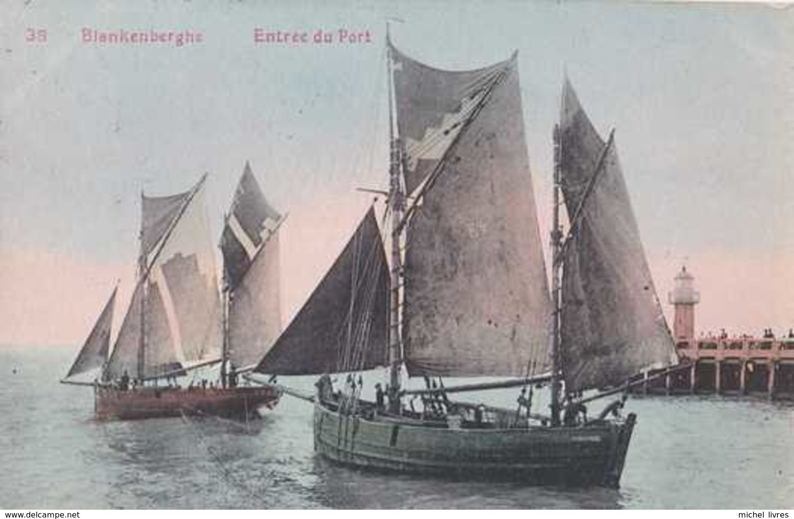 Blankenberge - Blankenberghe - Entrée Du Port - Circulé En 1909 - Animée - TBE - Blankenberge