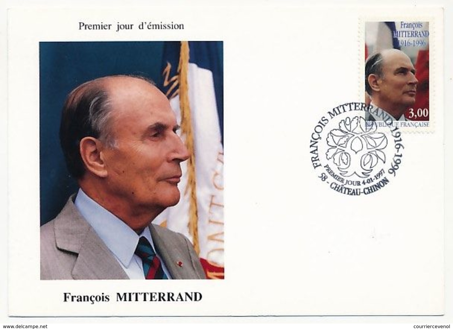 Carte Maximum - 3,00 François Mitterrand - Chateau Chinon - 1997 - 1990-1999