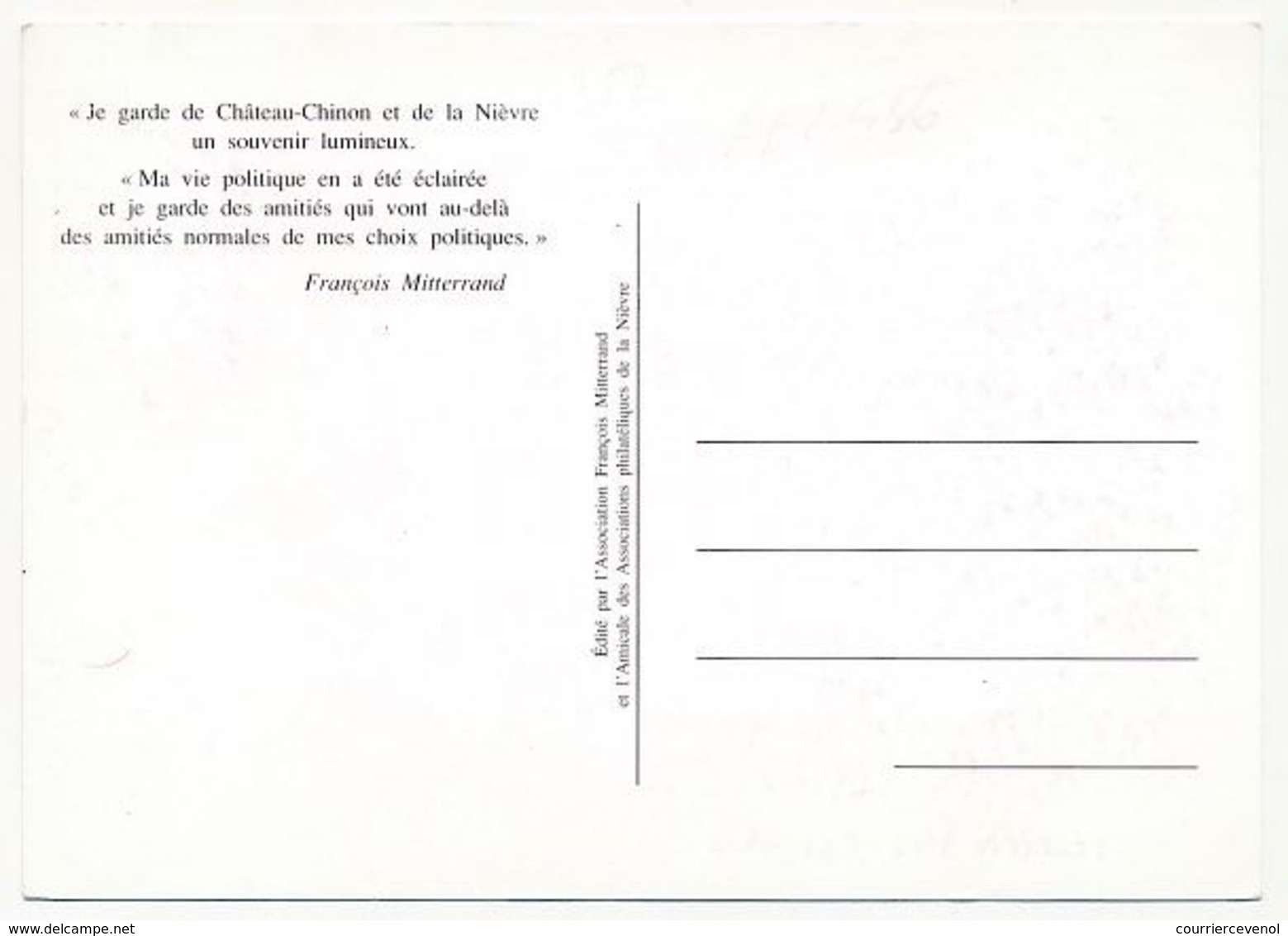 Carte Maximum - 3,00 François Mitterrand - Chateau Chinon - 1997 - 1990-1999