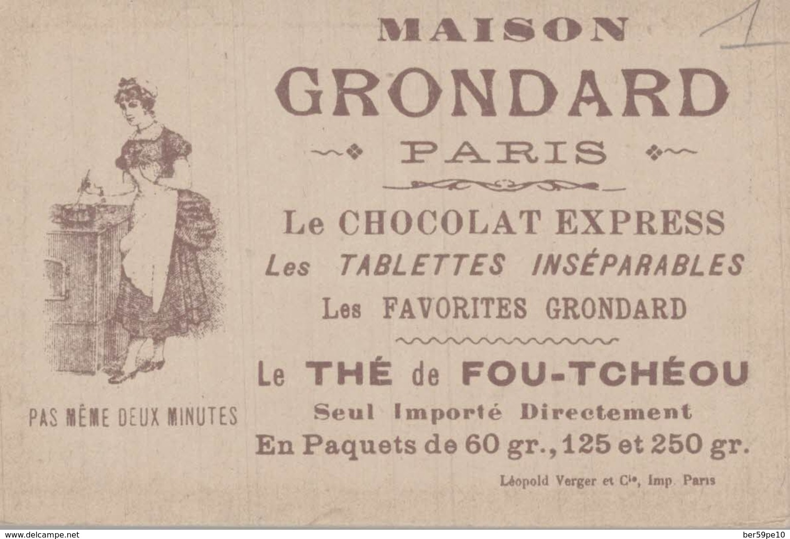 CHROMO CHOCOLAT GRONDARD  FRANCISQUE SARCEY - Autres & Non Classés