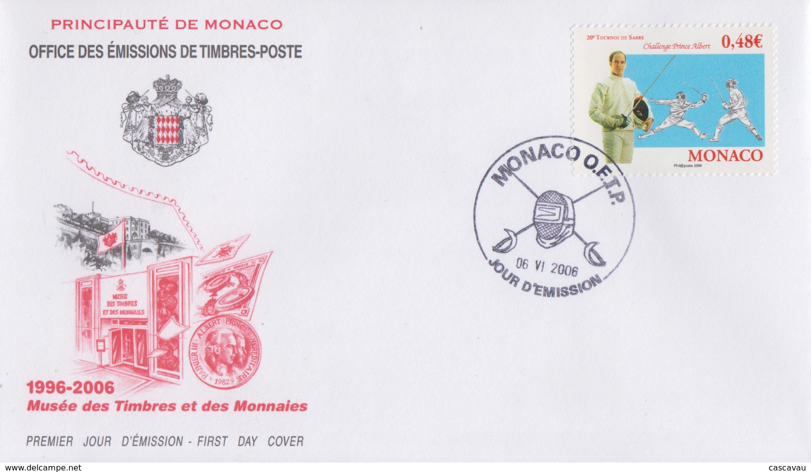 Enveloppe  FDC  1er  Jour   MONACO    ESCRIME  Challenge  Prince  ALBERT  2006 - Schermen