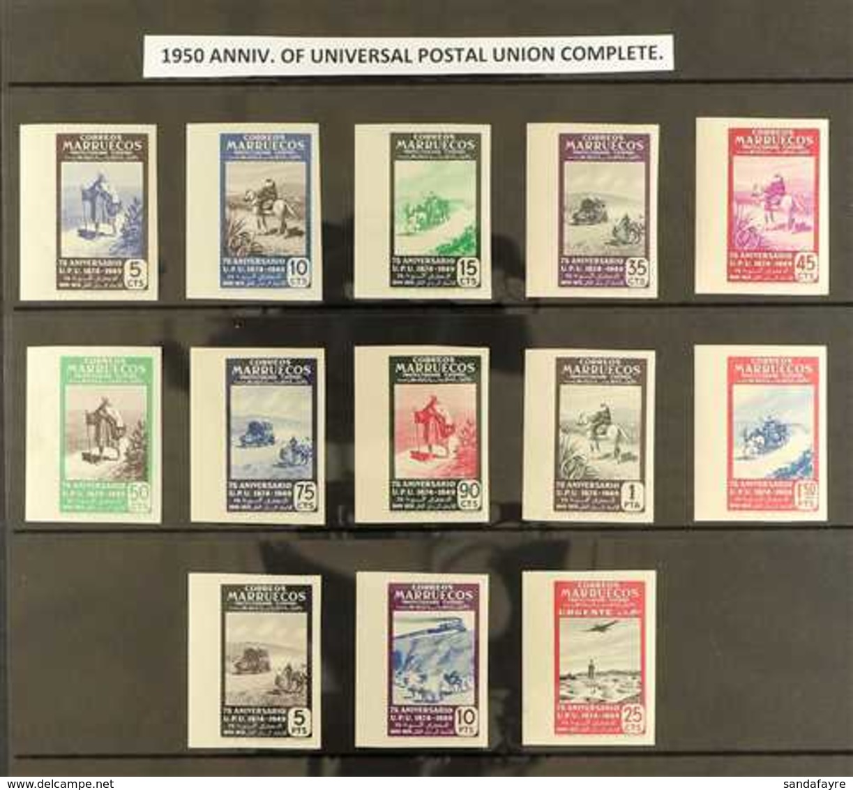 MOROCCO  1949 UPU Anniversary IMPERFORATE Set Complete, Edifil 312s/324s, Never Hinged Mint (13 Stamps) For More Images, - Altri & Non Classificati