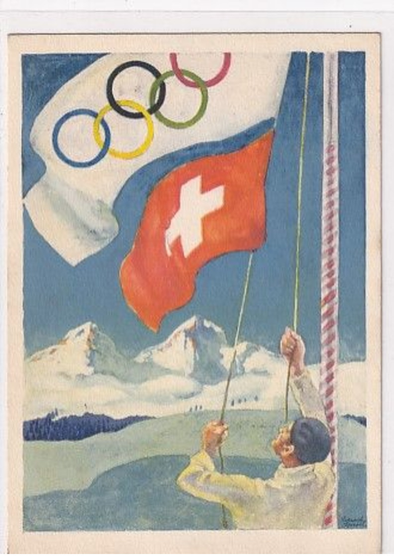 Winterolympiade St.Moritz - 6 Offiz.AK - Signiert   (P-257-00410) - Inverno1948: St-Moritz