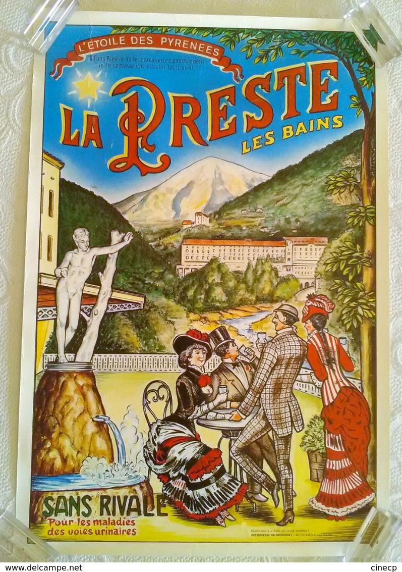 AFFICHE TOURISME LA PRESTE LES BAINS ETABLISSEMENT THERMAL PYRENNEES Illustrateur Reproduction Années 80 - Posters