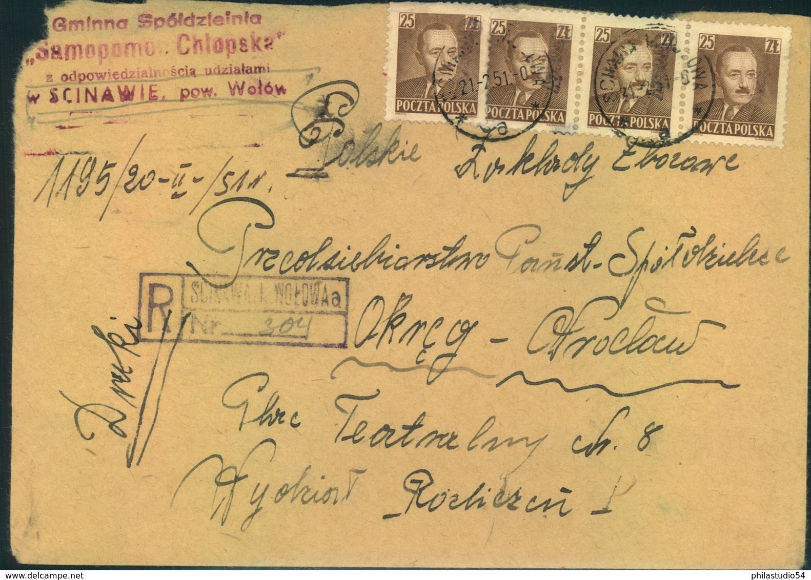 1951, Registered Letter From "SCINAWIE" Franked With "GROSZY" Impdrints And Old Currency - Altri & Non Classificati