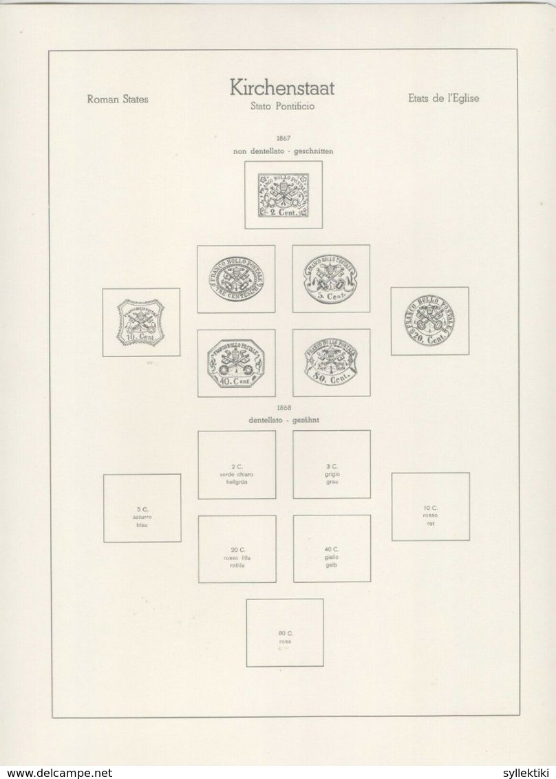 VATICAN 1852-1868 THREE PICTURED PAGES WITHOUT MOUNTS FOR THESE STAMPS - ...-1929 Prephilately