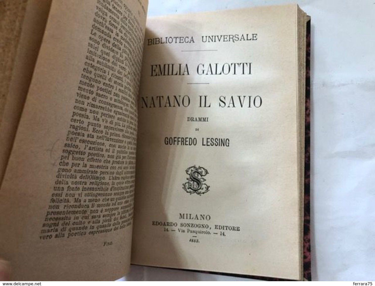 BIBLIOTECA UNIVERSALE LESSING LAOCOONTE DRAMMI 1887. - Libros Antiguos Y De Colección