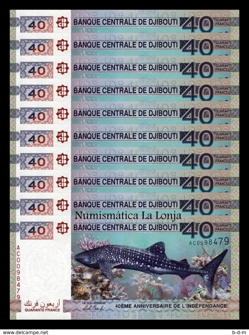 Djibouti Lot Bundle 10 Banknotes 40 Francs Commemorative 2017 Pick 46 SC UNC - Djibouti