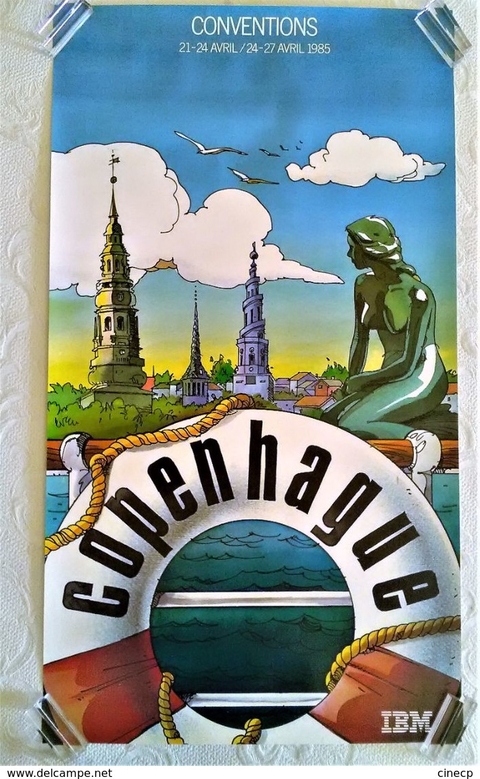 AFFICHE ORIGINALE PUBLICITE IBM CONVENTIONS 1985 COPENHAGUE BELLE ILLUSTRATION DESSIN BD - Posters