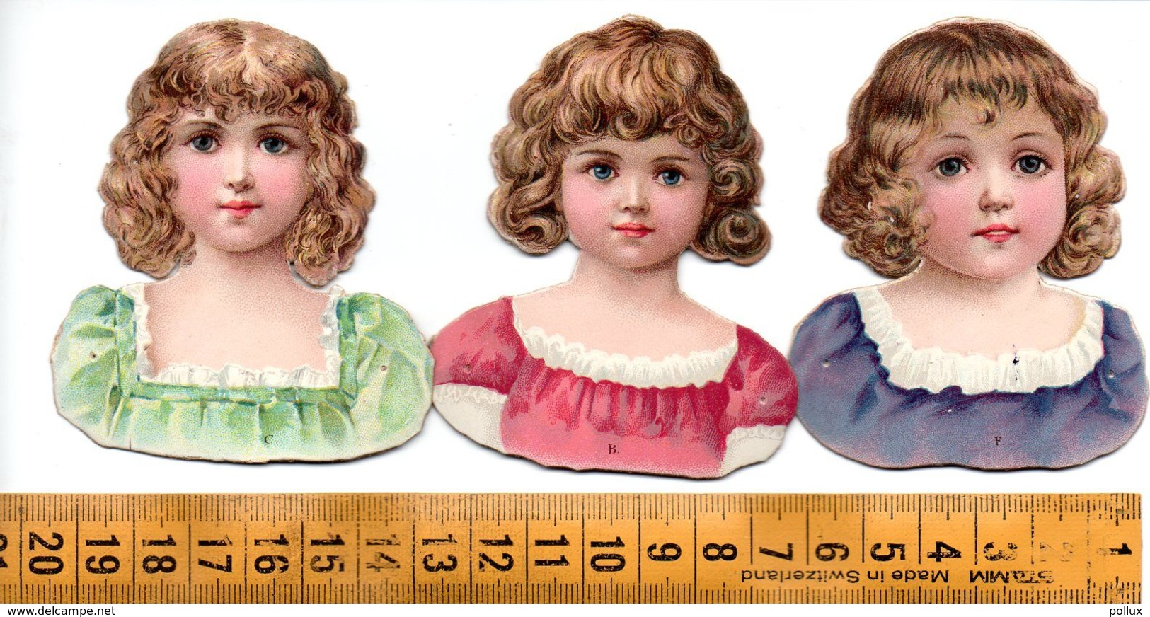 3 Découpis Bustes Jolies Jeunes Filles Enfants Avant 1900 A Voir! - Andere & Zonder Classificatie