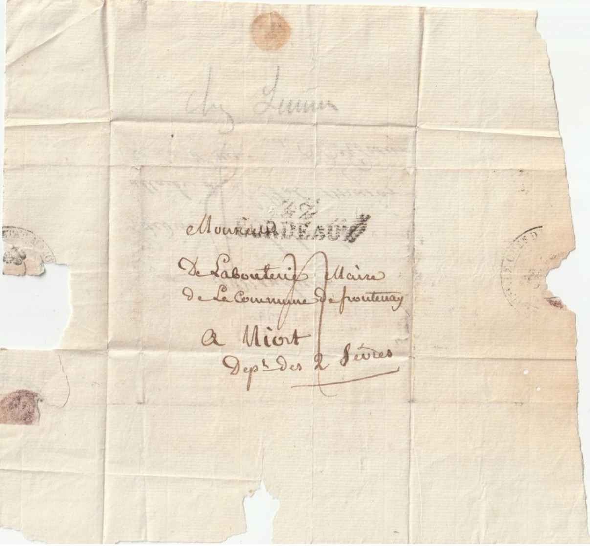 LSC Curieuse Lettre De BORDEAUX à NIORT Puis Retour à BORDEAUX.+ CACHET "Bau DE POSTES CHbre DES DEPUTES DES DEPts" - 1801-1848: Vorläufer XIX