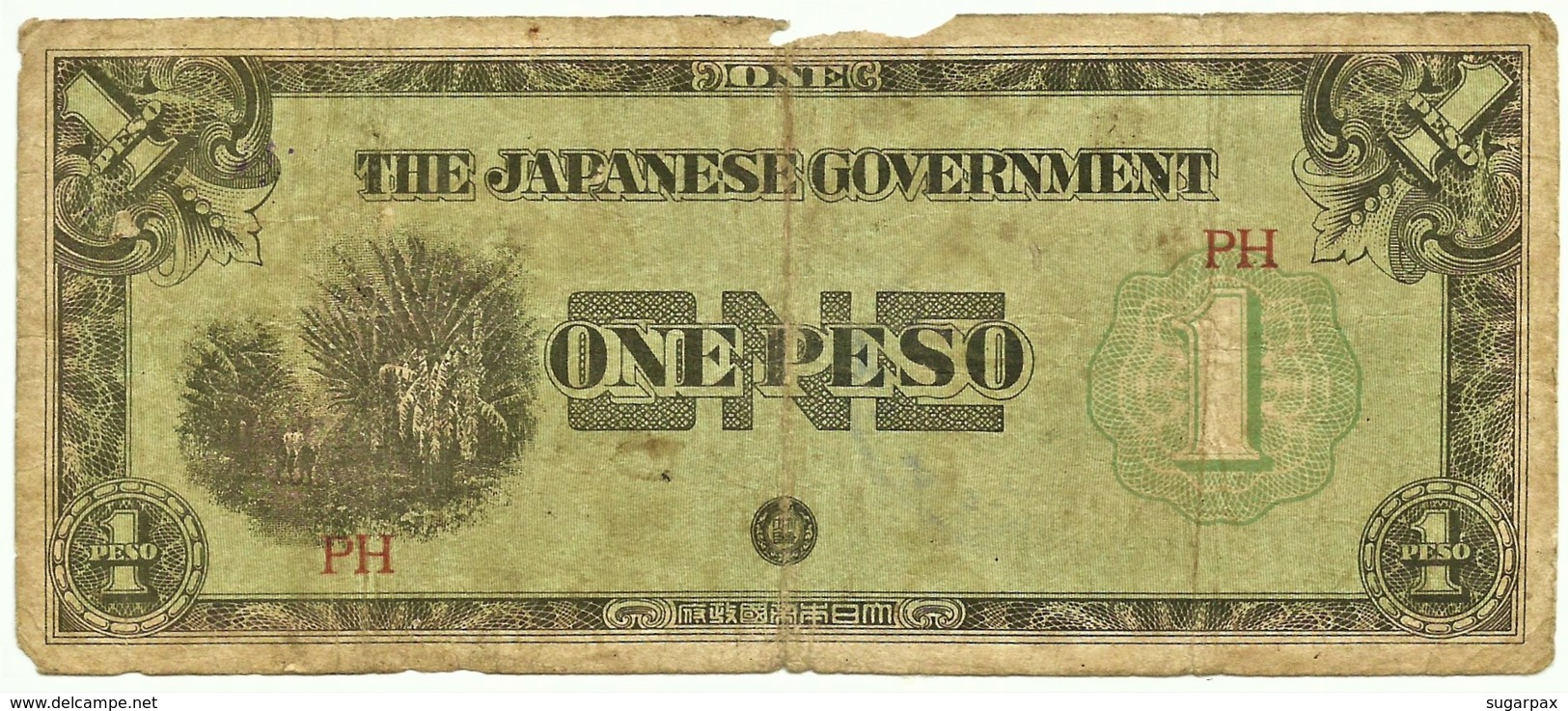 PHILIPPINES - 1 Peso - ND ( 1942 ) WWII - Pick 106.b - With OVERPRINT - Serie PH - Japanese Occupation - Philippines