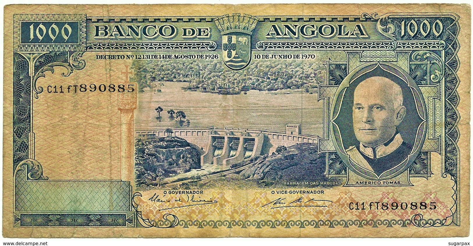 Angola - 1000 Escudos - 10.06.1970 - Pick 98 - Série C11 FT - Américo Tomás - PORTUGAL 1 000 - Angola