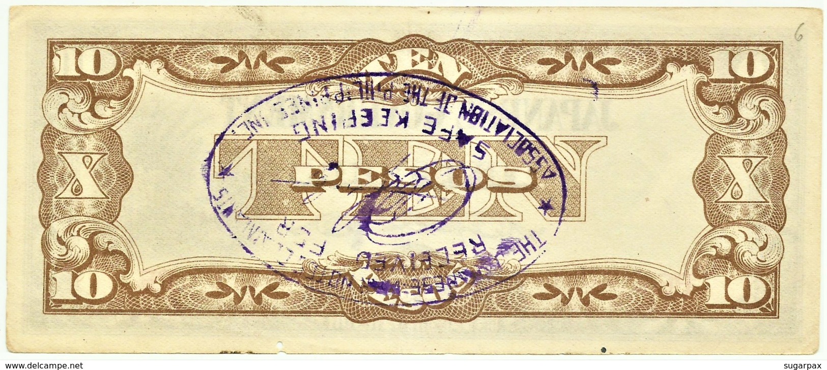 PHILIPPINES - 10 Pesos - ND ( 1942 ) WWII - Pick 108.b - With OVERPRINT - Serie PE - Japanese Occupation - Philippines