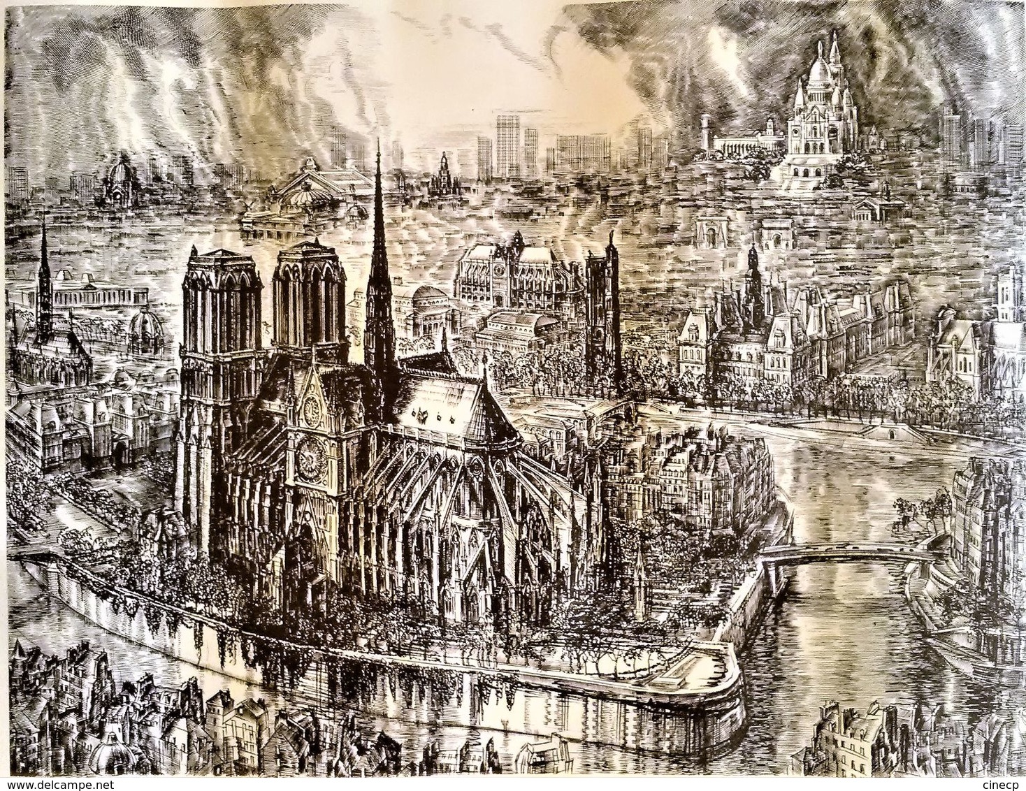 AFFICHE RECTO VERSO ORIGINALE ANCIENNE DECARIS GRAVURES NOTRE DAME DE PARIS 1978 Galerie Hemery Le Marais - Posters