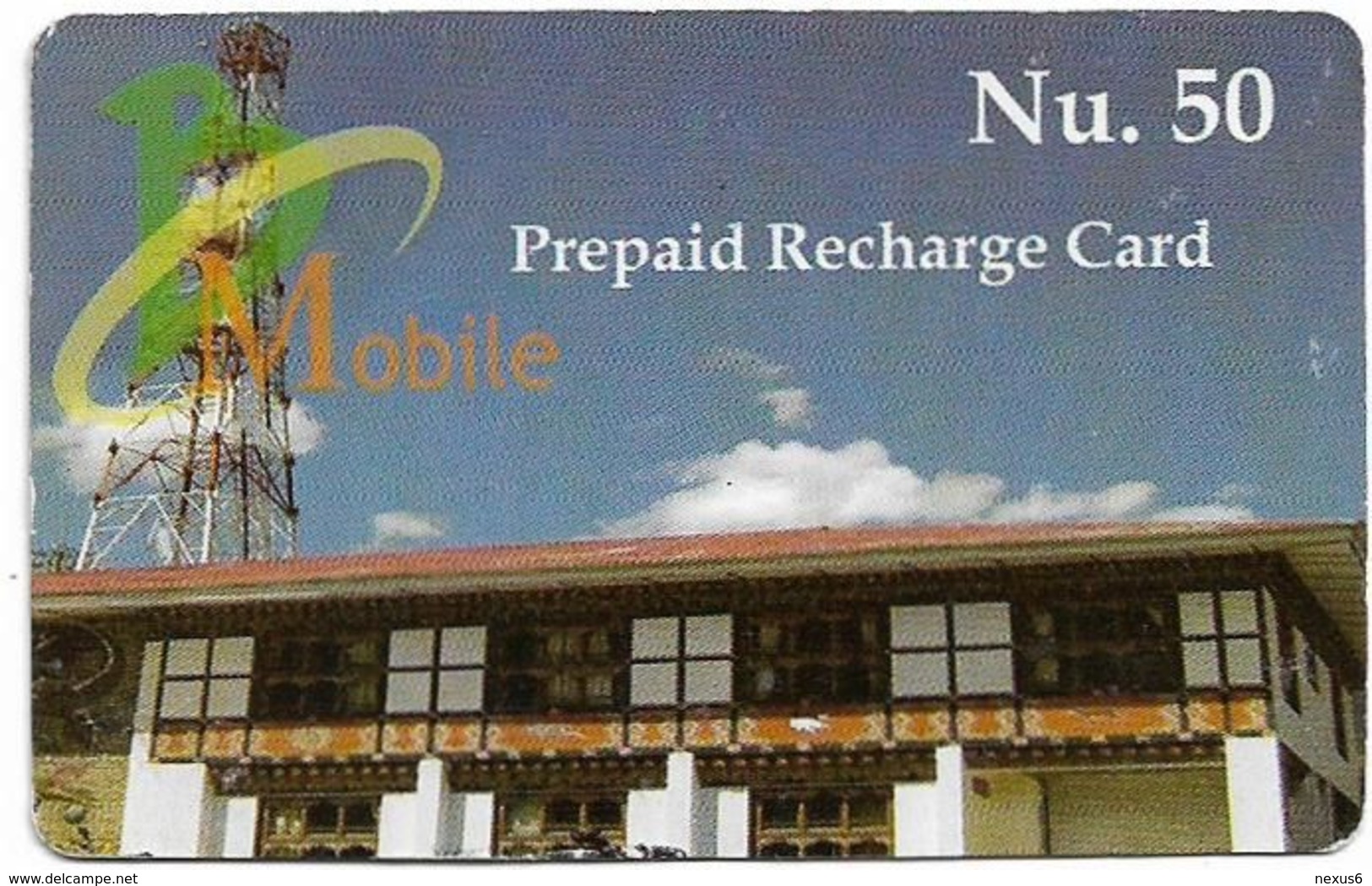 Bhutan - BMobile - Building - GSM Refill 50Nu, Used - Bhutan