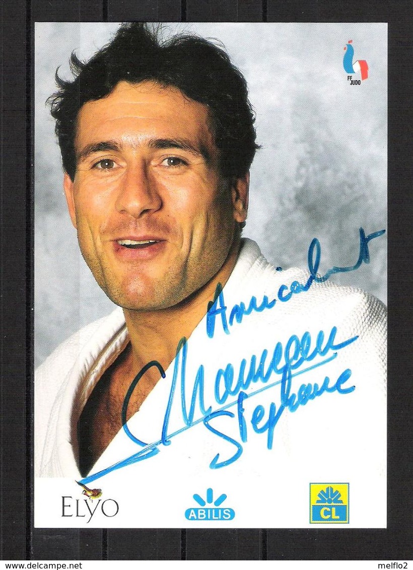 CARTE PHOTO Format CP  / DÉDICACE De STÉPHANE TRAINEAU   "  JUDO 95 KG "  Champion Du Monde 1991 (recto/verso) - Gevechtssport