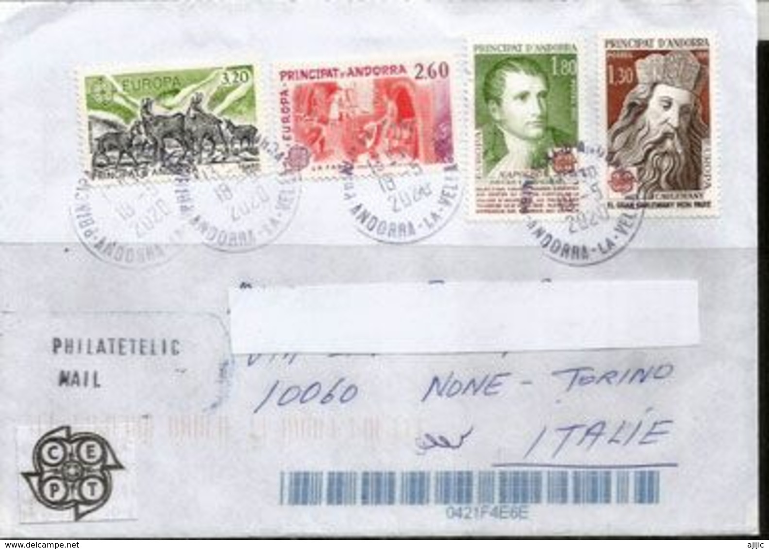 Belle Lettre Timbres (2 Séries) EUROPA CEPT ANDORRA.,  Envoyée En Italie - Brieven En Documenten