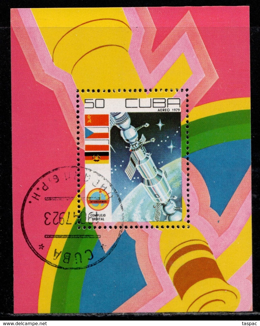 Cuba 1979 Mi# Block 58 Used - Cosmonaut’s Day / Space - América Del Norte