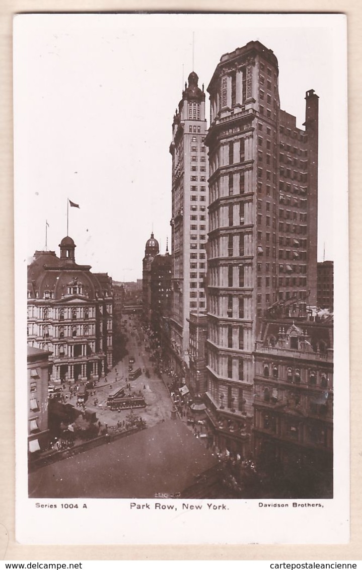 Anc022 Real Photographic 1930s PARK ROW NEW YORK And Street Publisher: DAVIDSON BROTHERS 1004A - Other & Unclassified