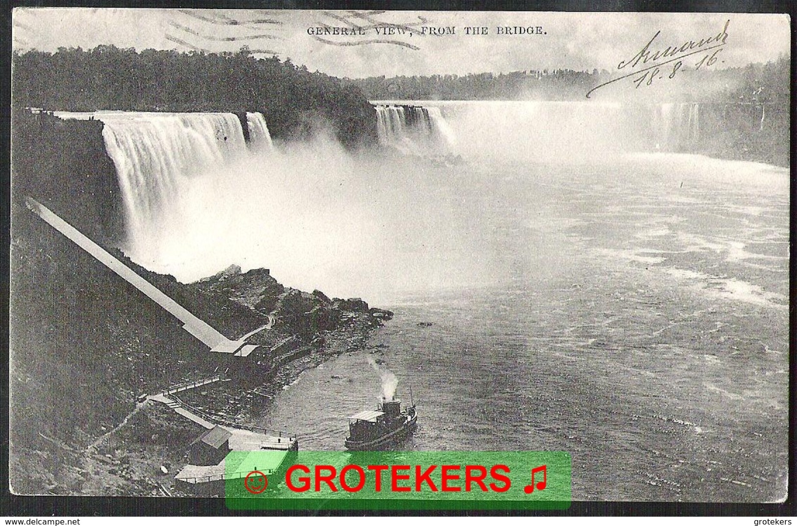 BELGIE 1916 OC 11 Met Duits Brugstempel Brüssel Op Zichtkaart Niagara Watervallen - OC1/25 General Government