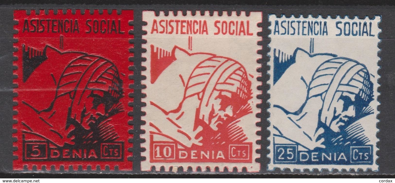 1937 DENIA ASISTENCIA SOCIAL SERIE COMPLETA NUEVA. VER - Verschlussmarken Bürgerkrieg